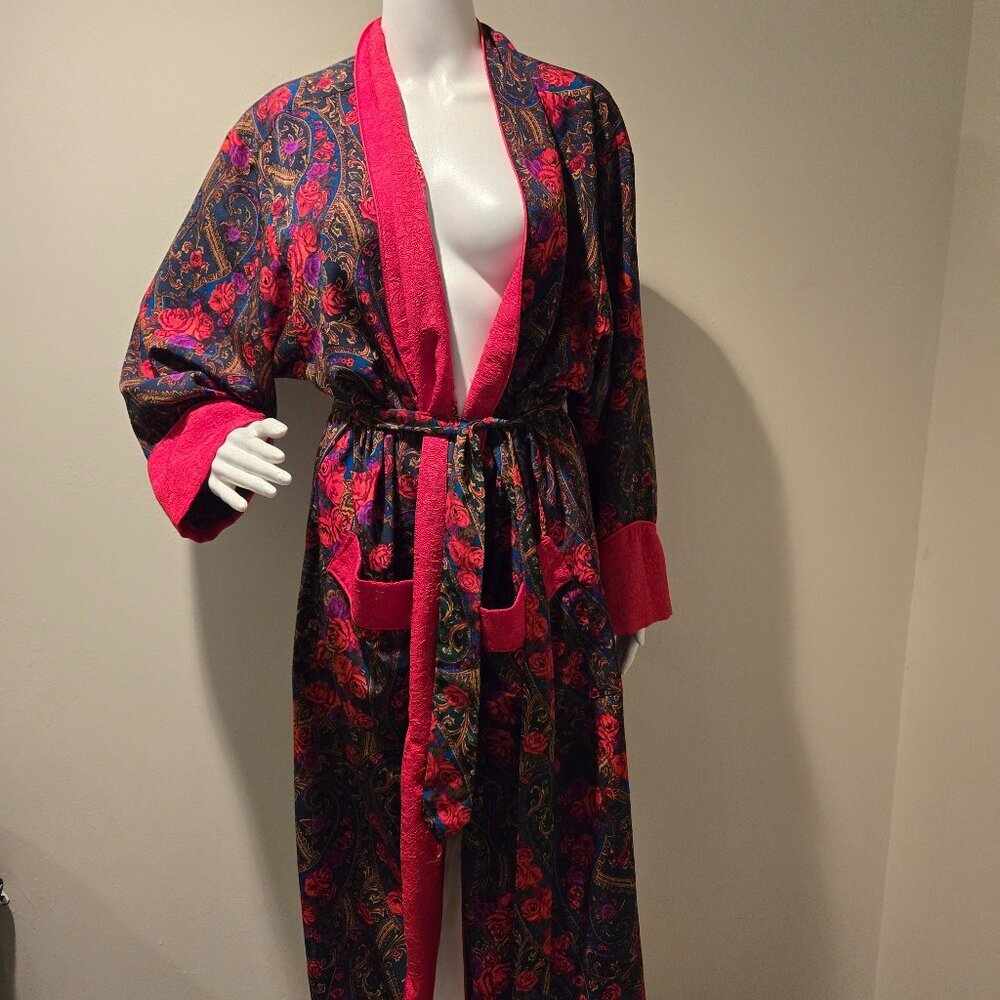 Vintage Victoria's Secret Gold Label Floral Rose Printed Bathrobe S
